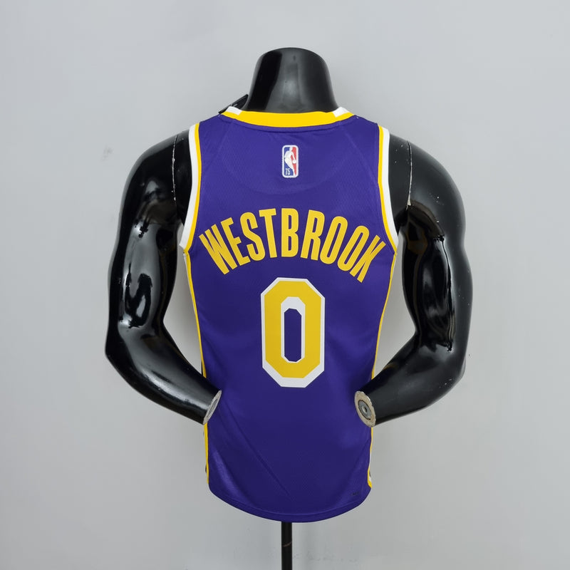 NBA Lakers-Trikot Nr. 0 Westbrook Purple 75. Jubiläum – 23/24