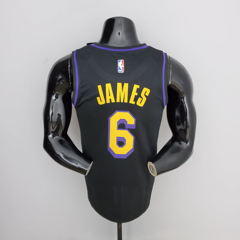 NBA Lakers-Trikot Nr. 6 James Latin Black 75. Jubiläum – 23/24