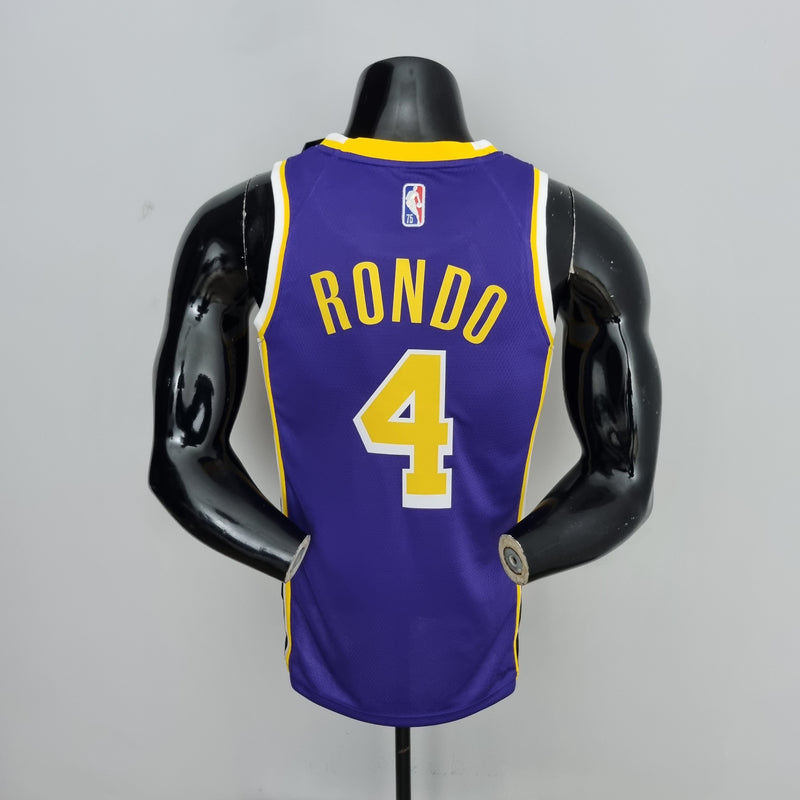 NBA Lakers-Trikot Nr. 4 Rondo Purple 75. Jubiläum – 23/24