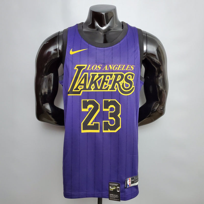 NBA Lakers-Trikot Nr. 23 James Purple Stripe – 23/24