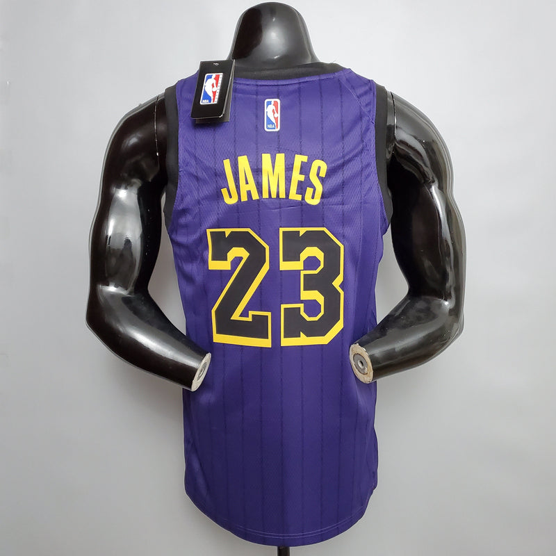 NBA Lakers-Trikot Nr. 23 James Purple Stripe – 23/24